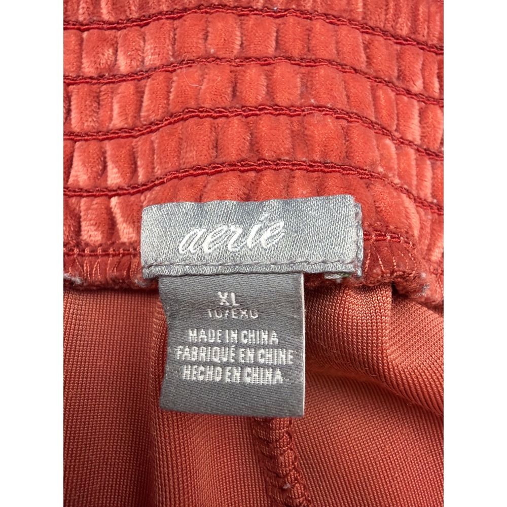 Aerie Wide Leg Pants Peach Crushed Velvet Athleisure Dopamine Sporty Spice XL - Picture 6 of 7
